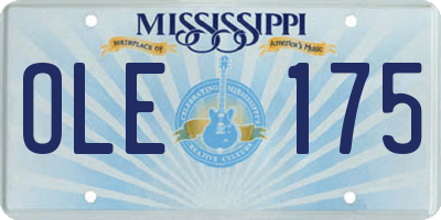 MS license plate OLE175