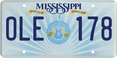 MS license plate OLE178