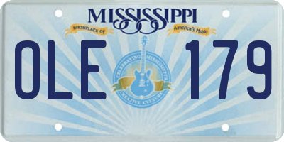 MS license plate OLE179