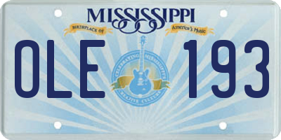 MS license plate OLE193