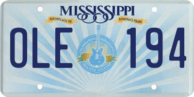 MS license plate OLE194