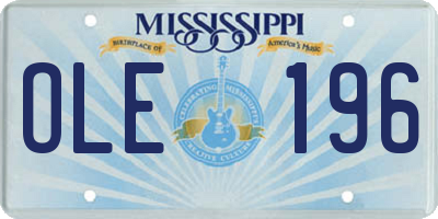 MS license plate OLE196