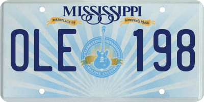 MS license plate OLE198