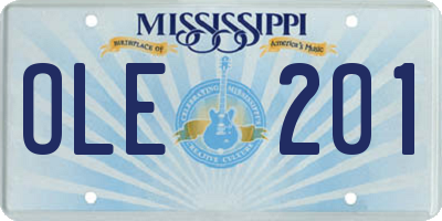 MS license plate OLE201
