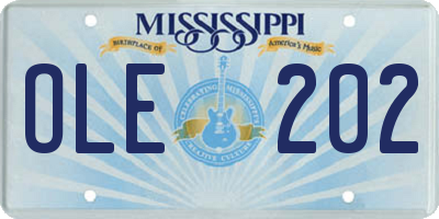 MS license plate OLE202