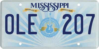 MS license plate OLE207