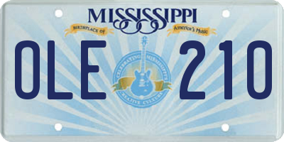 MS license plate OLE210