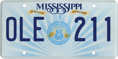 MS license plate OLE211