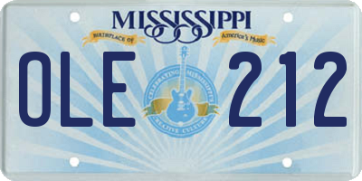 MS license plate OLE212
