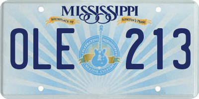 MS license plate OLE213
