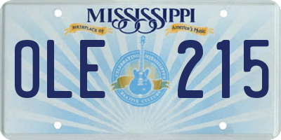 MS license plate OLE215