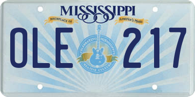 MS license plate OLE217