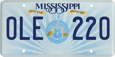 MS license plate OLE220