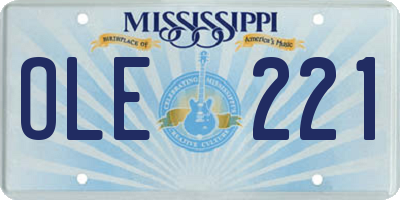 MS license plate OLE221