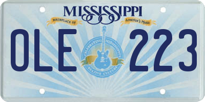 MS license plate OLE223
