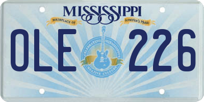MS license plate OLE226