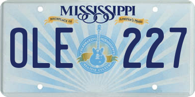 MS license plate OLE227