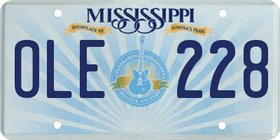 MS license plate OLE228