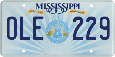 MS license plate OLE229