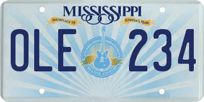 MS license plate OLE234