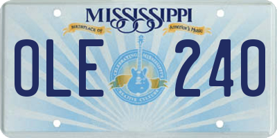MS license plate OLE240