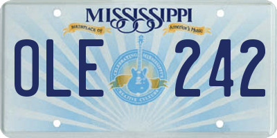 MS license plate OLE242