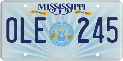 MS license plate OLE245