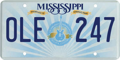 MS license plate OLE247