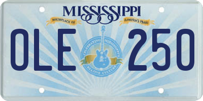 MS license plate OLE250