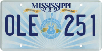 MS license plate OLE251