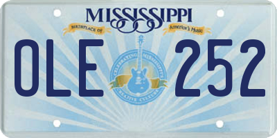 MS license plate OLE252
