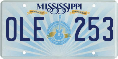 MS license plate OLE253