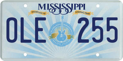 MS license plate OLE255