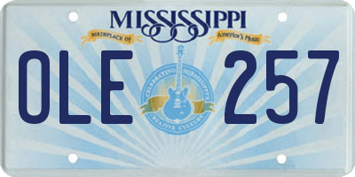 MS license plate OLE257