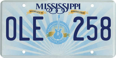 MS license plate OLE258