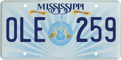 MS license plate OLE259