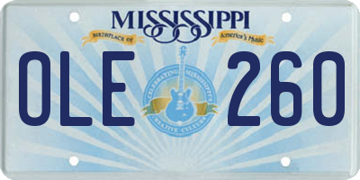 MS license plate OLE260