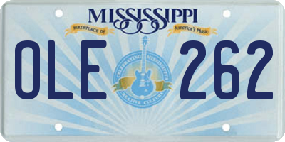 MS license plate OLE262