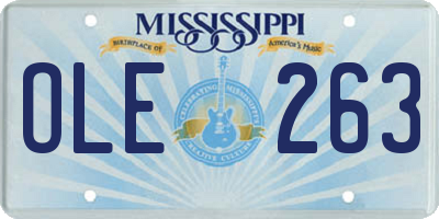 MS license plate OLE263