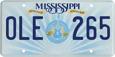 MS license plate OLE265