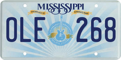 MS license plate OLE268