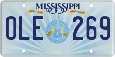 MS license plate OLE269