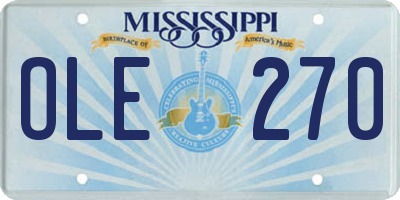 MS license plate OLE270