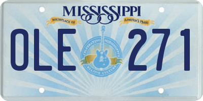 MS license plate OLE271