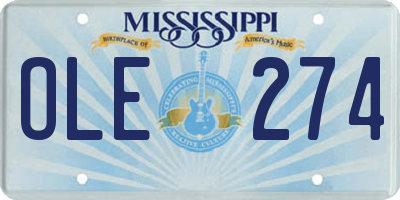 MS license plate OLE274