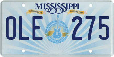 MS license plate OLE275