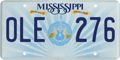 MS license plate OLE276