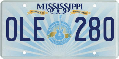 MS license plate OLE280