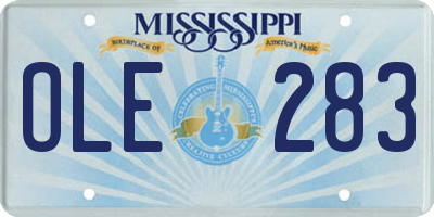 MS license plate OLE283