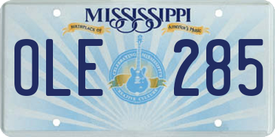 MS license plate OLE285